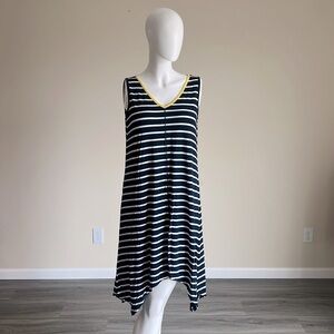 Jones New York Sport Striped Sleeveless Hankerchief Hem Dress.